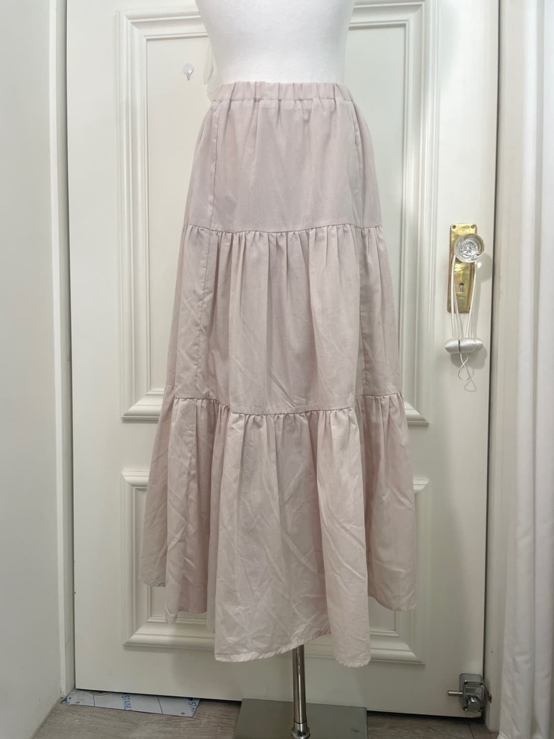 beige cotton tiered banding long skirt 상품이미지4