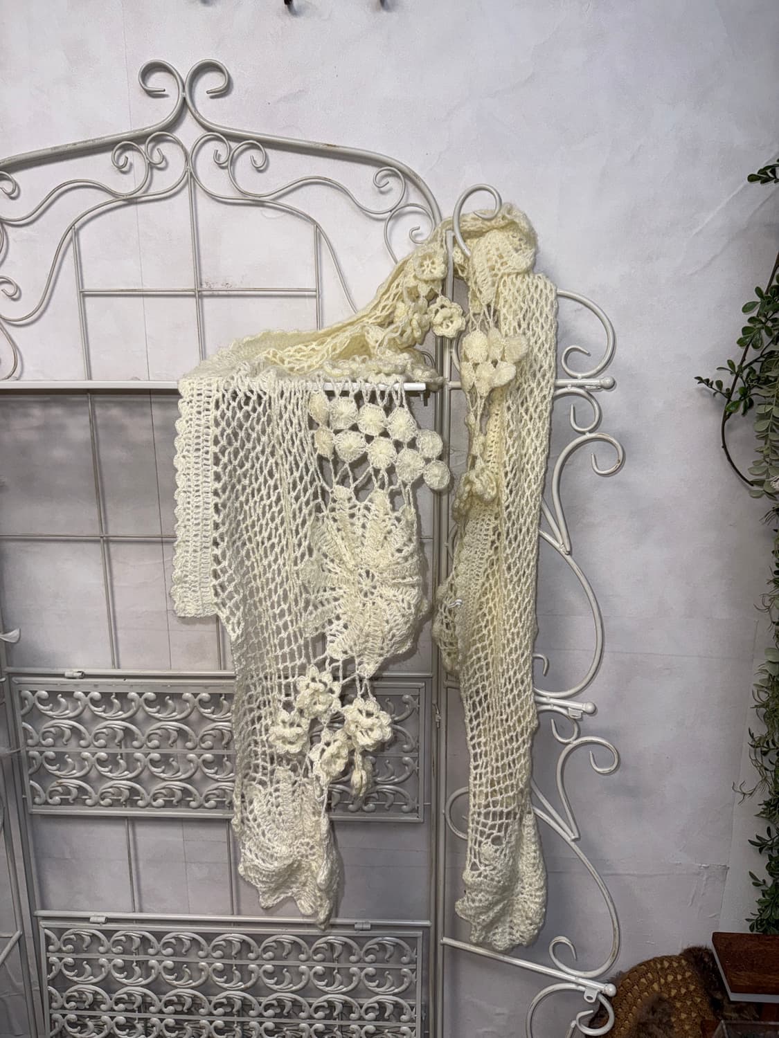 Ivory flower crochet net muffler 상품이미지1