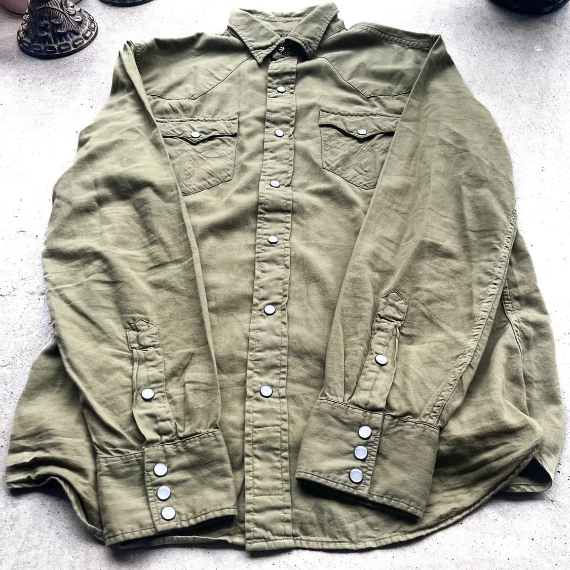 RRL 더블알엘 버팔로 트윌 웨스턴 셔츠 올리브 드랩 상품이미지2