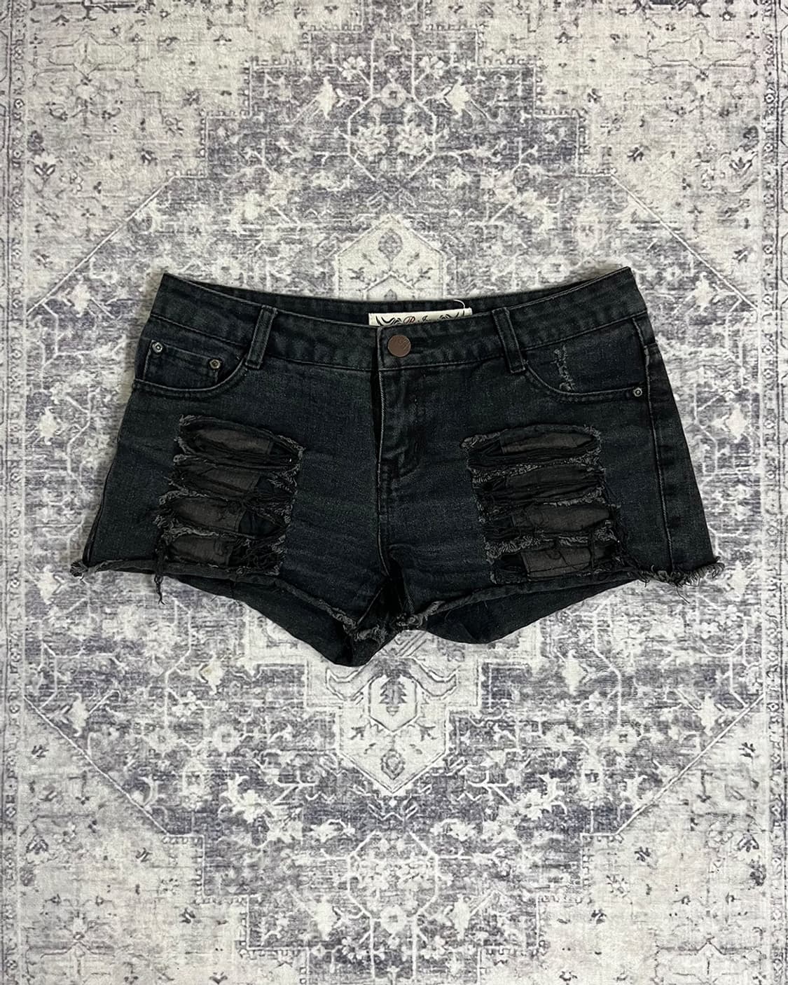 Distressed Black Denim Micro Short 상품이미지3