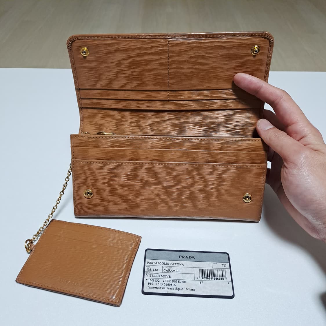 [100%/정품] 프라다 비텔로 무브 플랩 장지갑 카라멜, 프라다지갑 상품이미지4