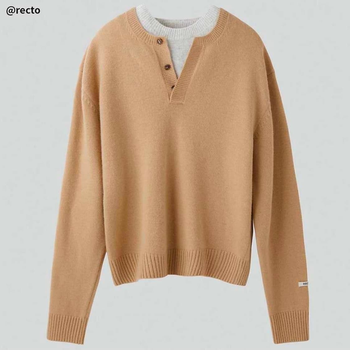 렉토 레이어드 니트 베이지 L 상품이미지1