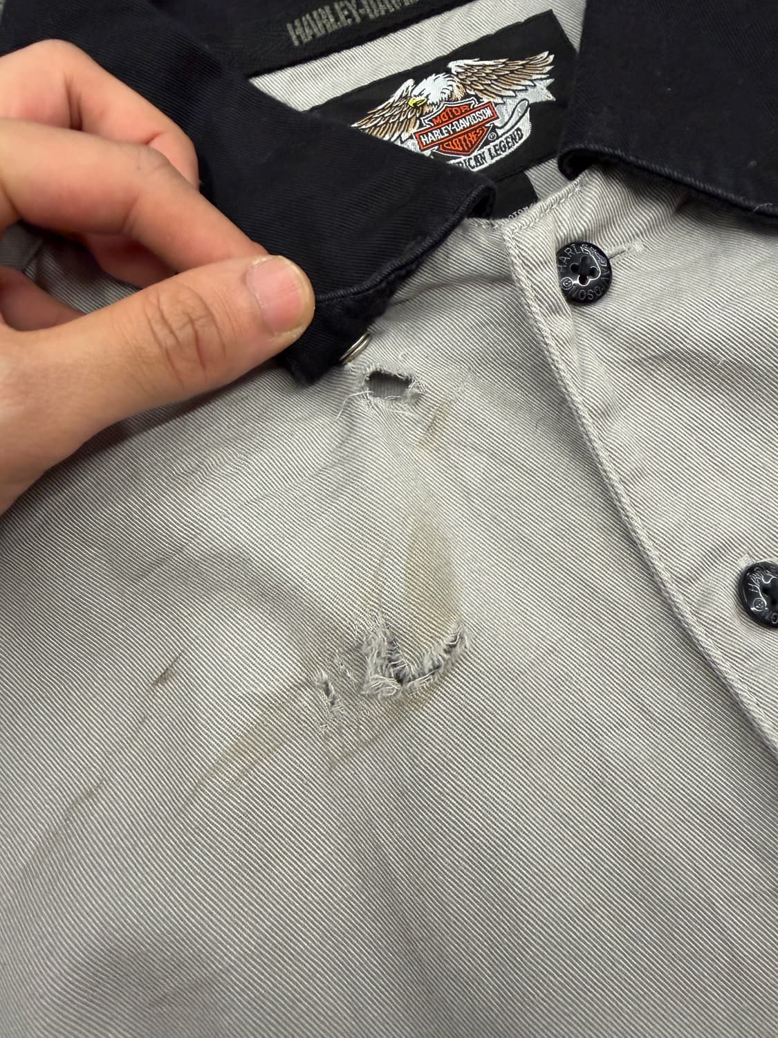 XL) 할리데이비슨 빈티지 후면 스컬 자수 반팔셔츠 상품이미지5