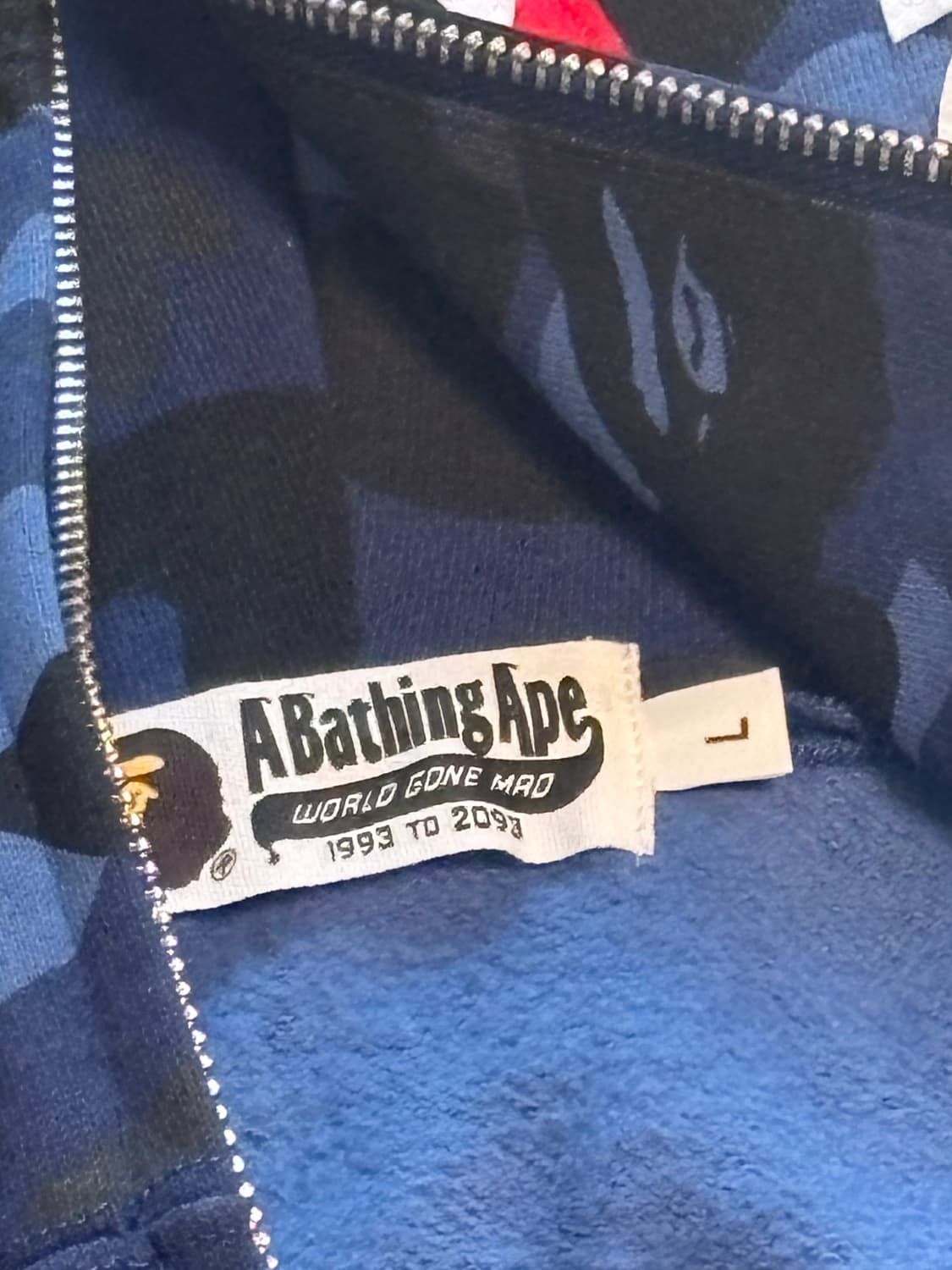 베이프 샤크후드집업 청계 L 새상품급 상품이미지4