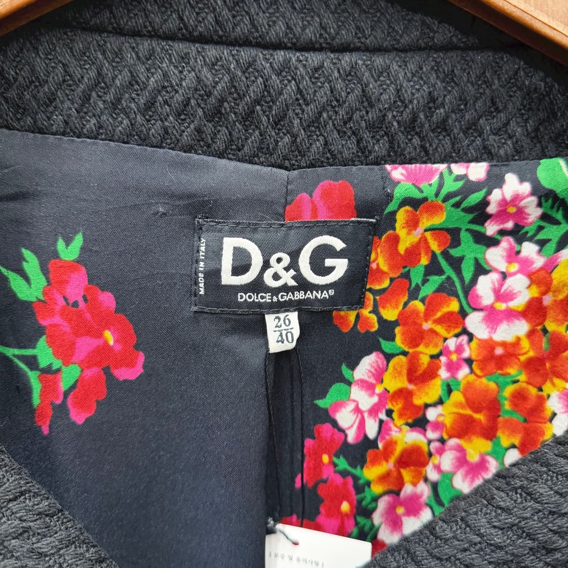 돌체앤가바나 트렌치 코트 플랩 카라 플로럴 프린팅 안감 디테일 블랙 상품이미지6