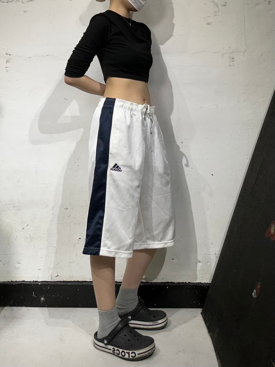 아디다스 화이트 블랙 사이드 라인 버뮤다 반바지 트레이닝 팬츠 L 상품이미지1