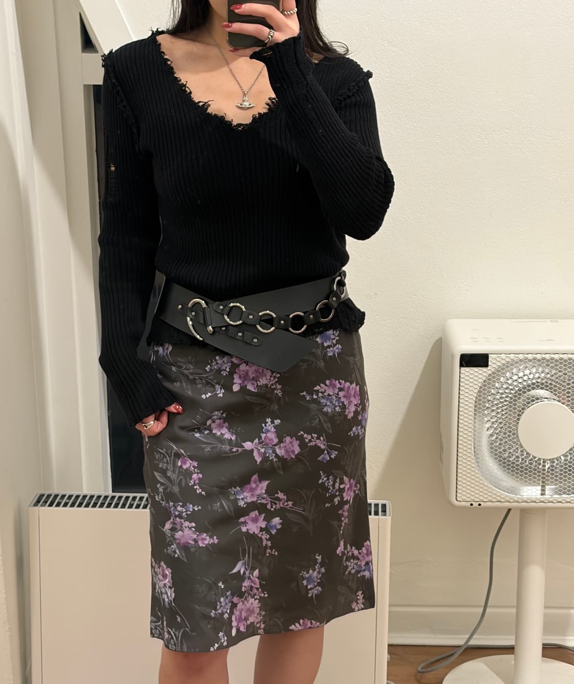 라벤더 플로럴 미디 스커트 상품이미지3