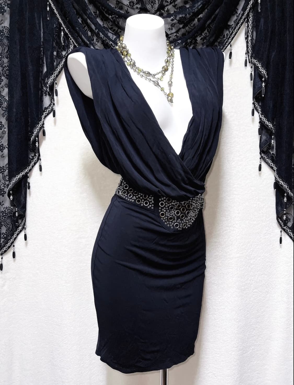 오네갸루 고스펑크 드레이프 탑 원피스 상품이미지2