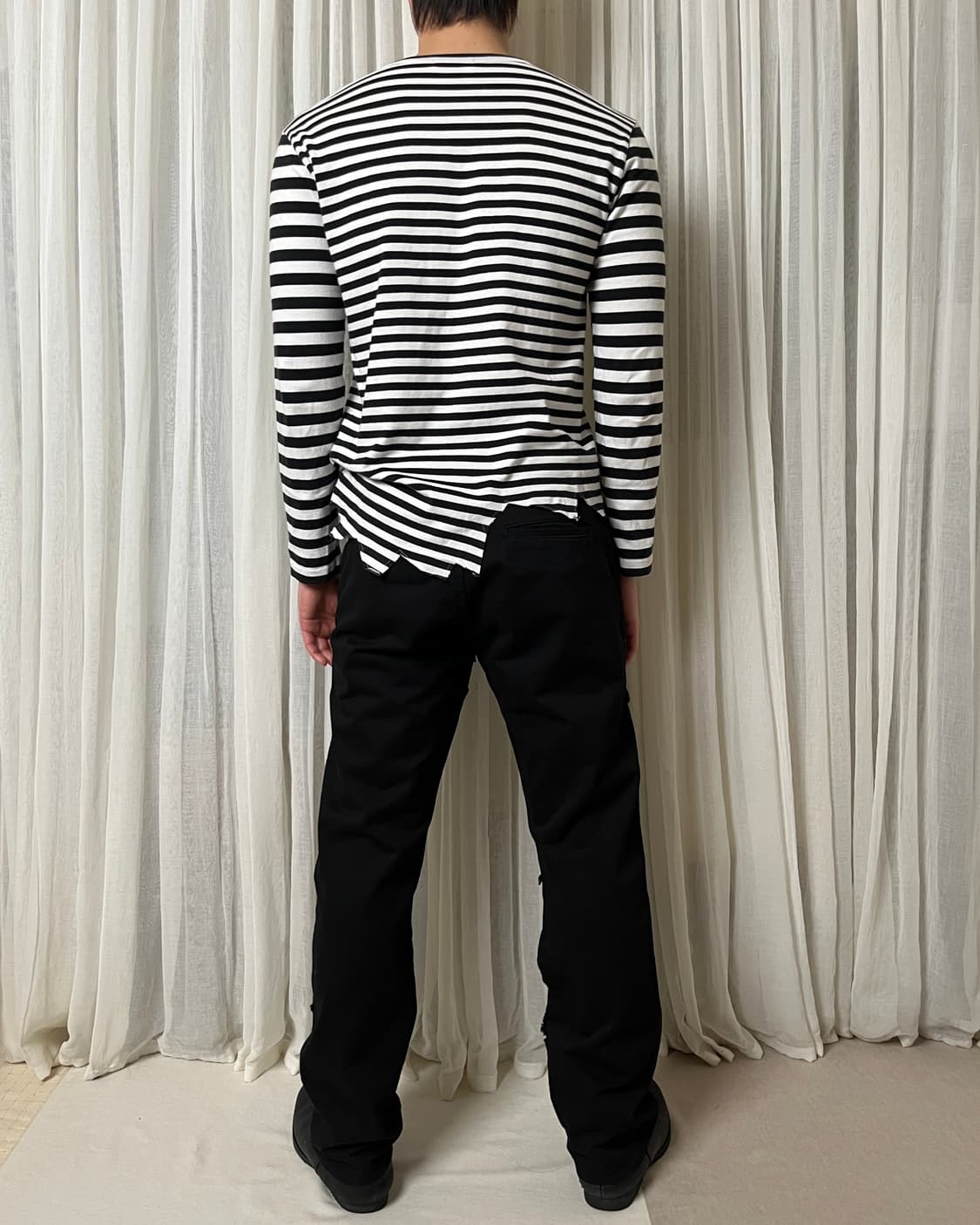 꼼데가르송 옴므플러스 컷오프 보더티 homme plus 보더티 상품이미지9