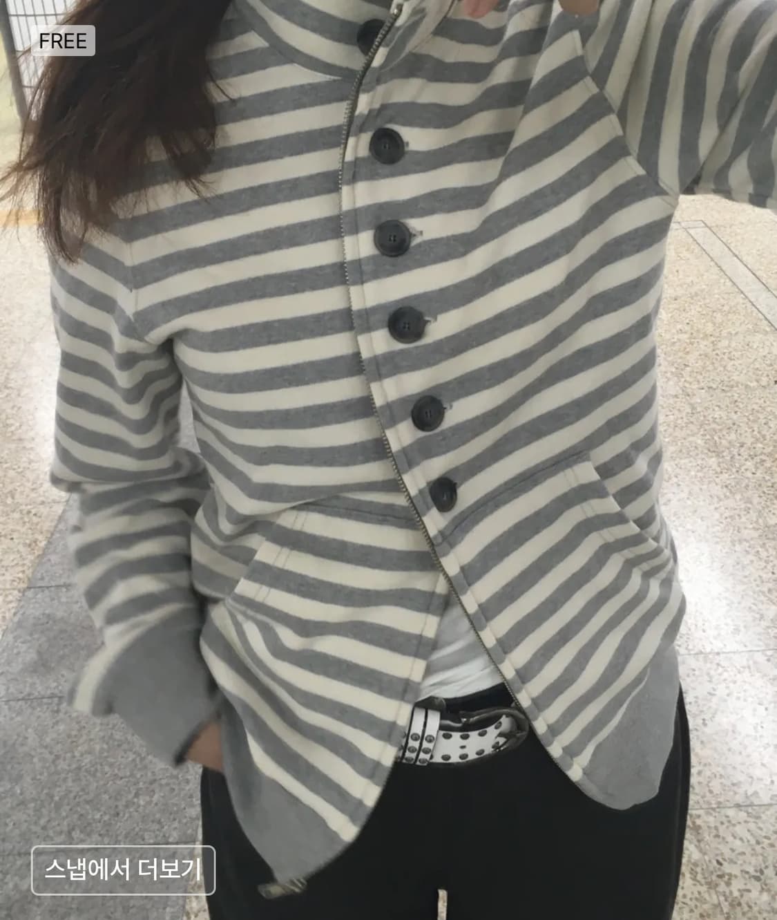 오피쉬 BUTTON STRIPE TWO-WAY ZIP UP MELANGE 상품이미지3