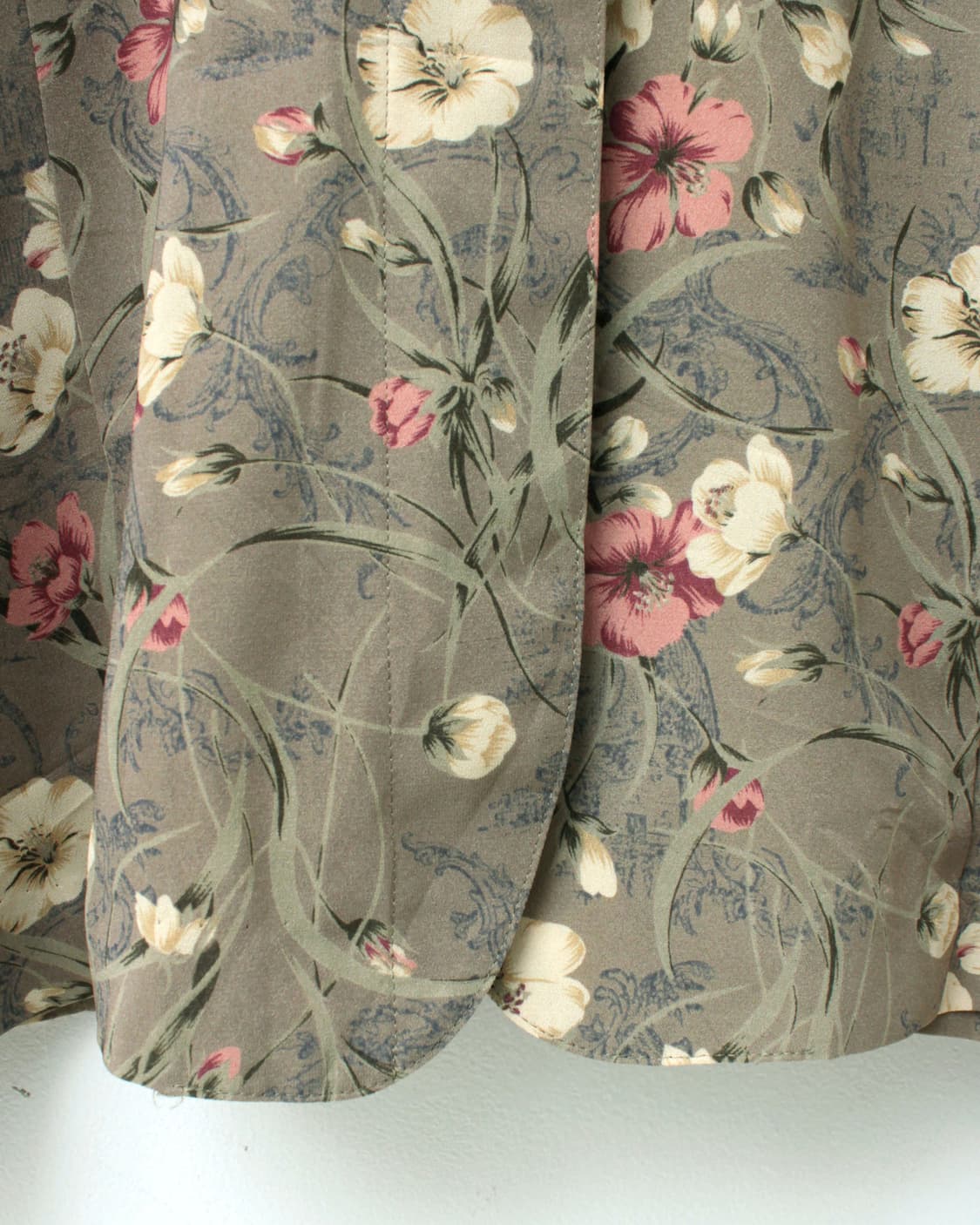 일본 빈티지 플라워 패턴 라운드넥 블라우스 상품이미지4