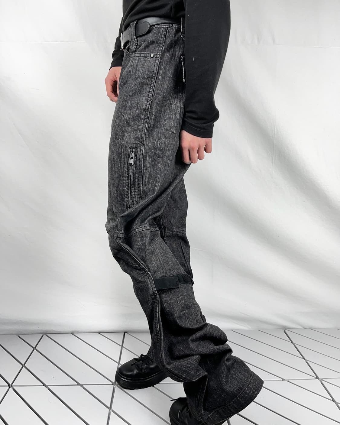 블랙 데님 바이커팬츠 상품이미지1