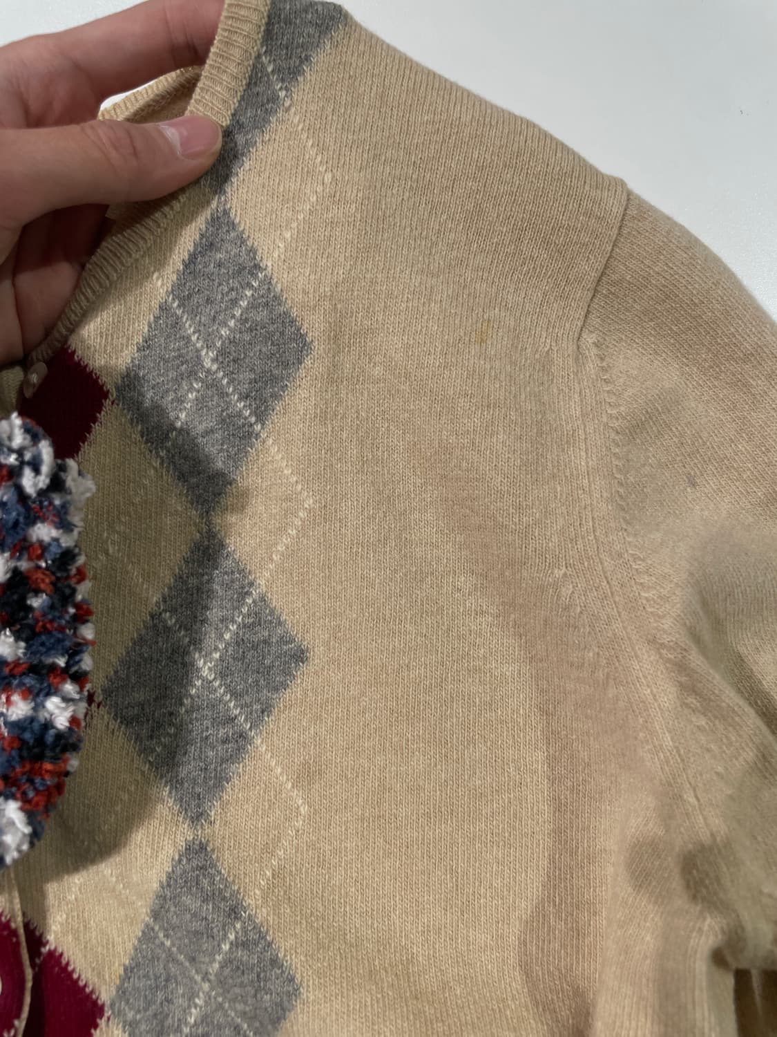 버버리 베이지 아가일 울 니트 가디건 상품이미지10