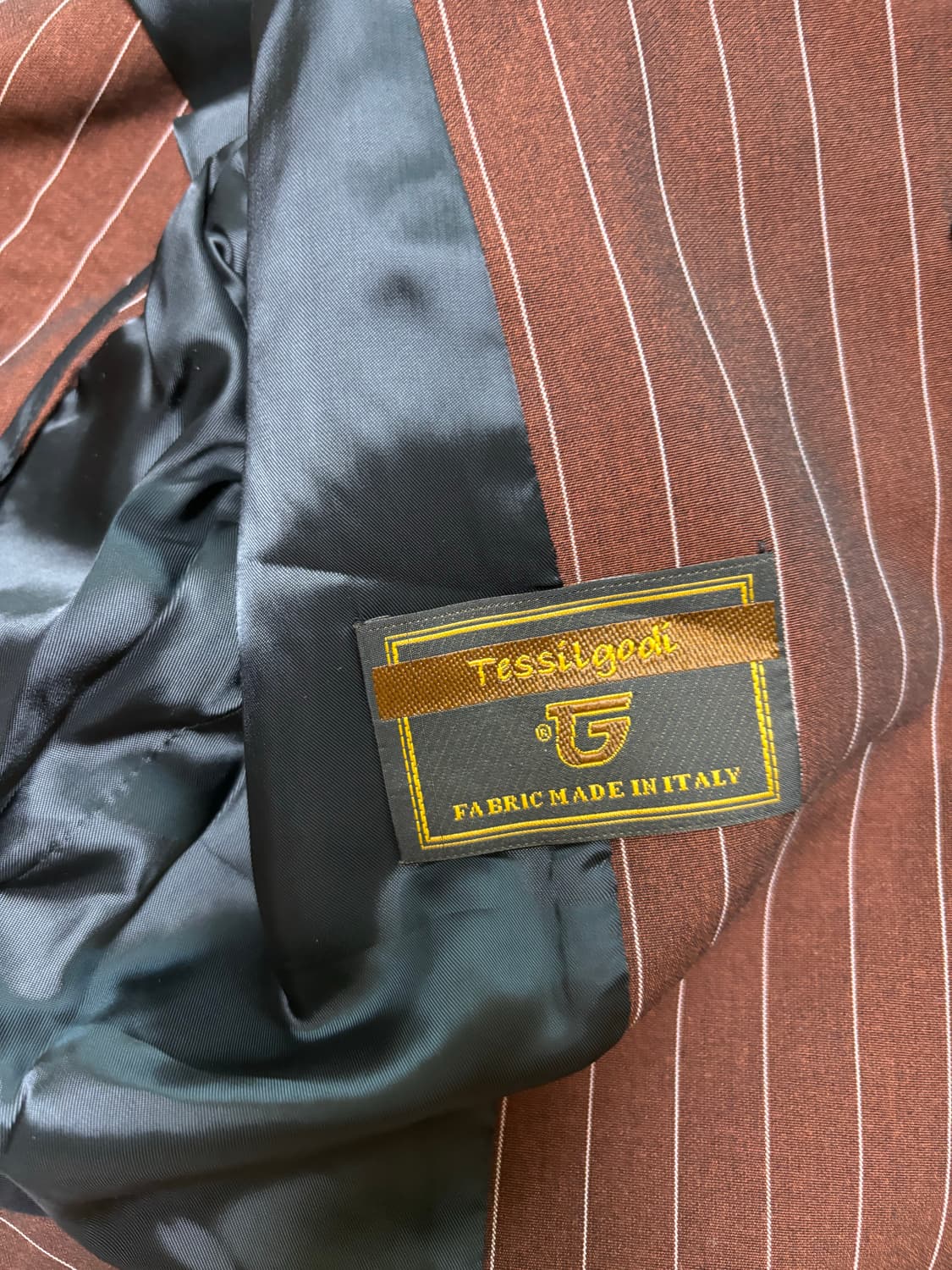 Recto 렉토 클래식 칼라 핀스트라이프 싱글 재킷 레드 브라운 상품이미지7