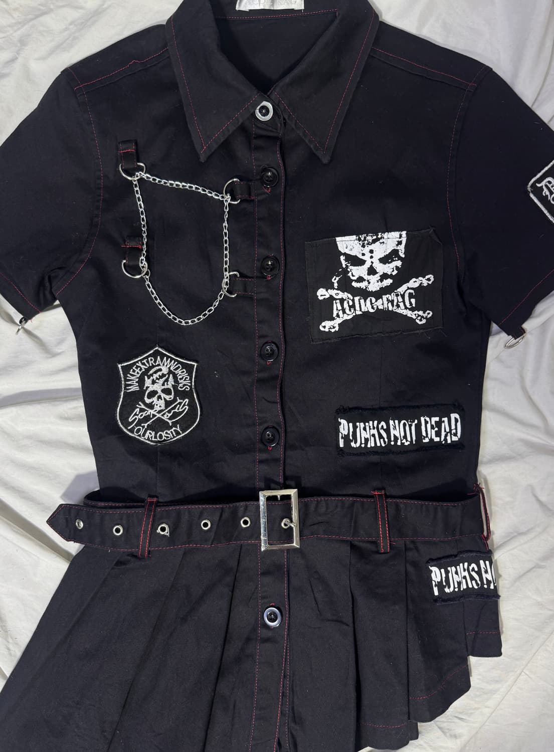 ACDC RAG 스컬 체인 어시메트리 스커트 원피스 펑크  상품이미지7