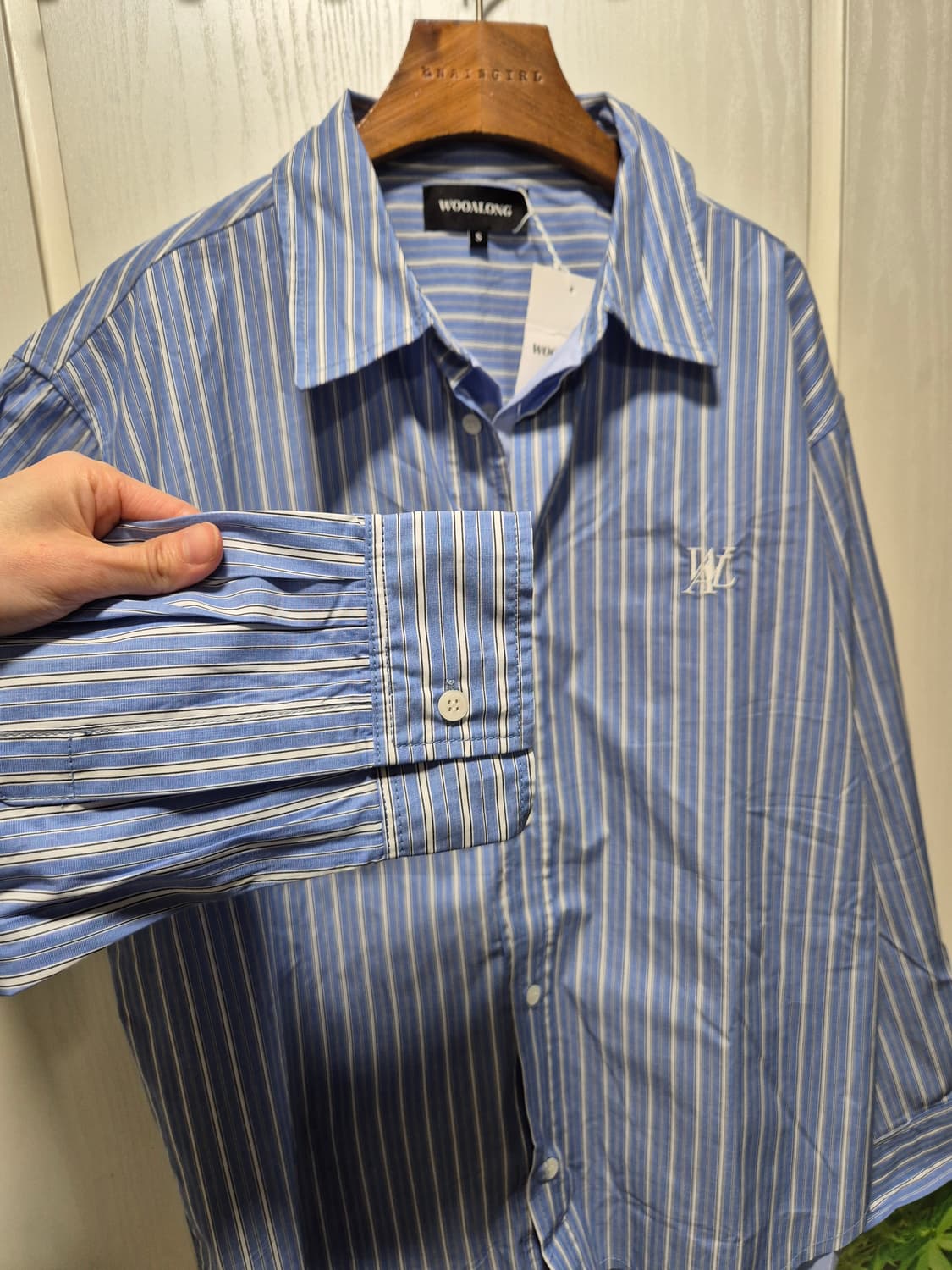 (세일)(새상품)우알롱 스트라이프 레이어드셔츠 블루 상품이미지6