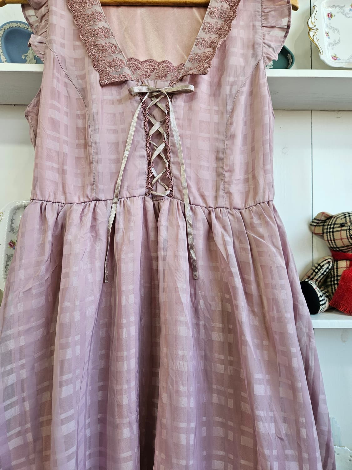 엑시즈팜(Axes Femme) 레이스 리본 셔링 원피스 상품이미지4