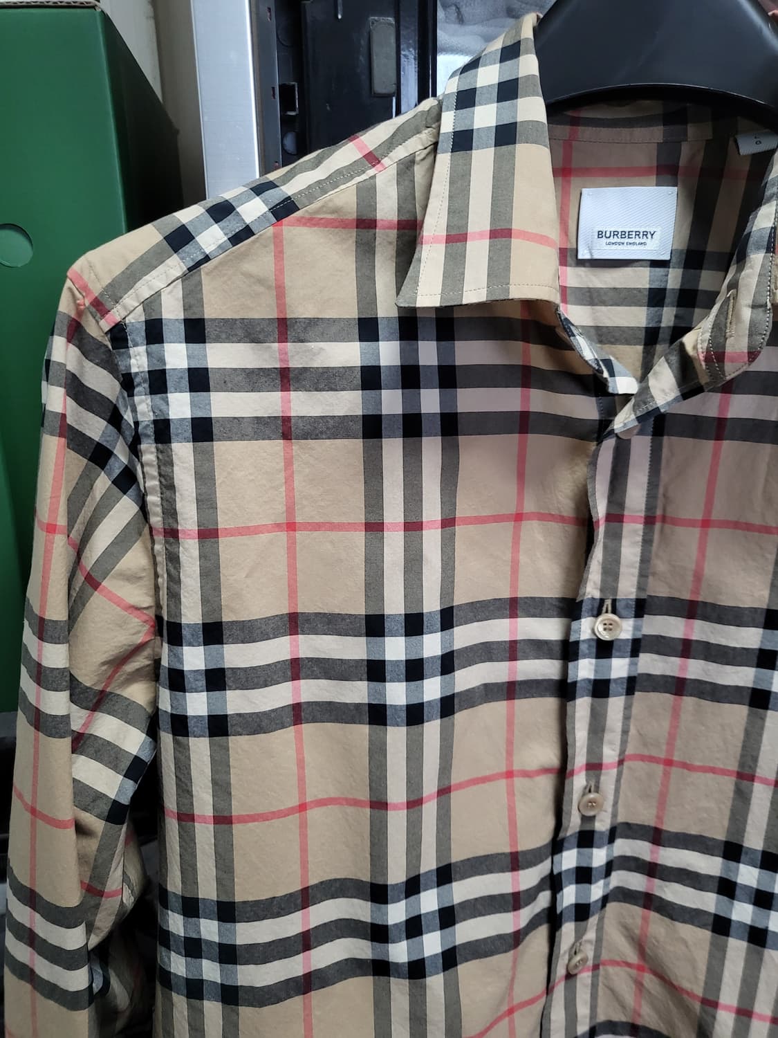 22SS 버버리 체크 코튼 포플린 셔츠 L 상품이미지3