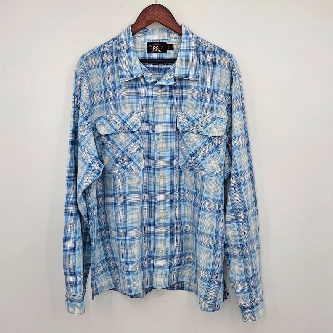 RRL 더블알엘 플래드 트윌 캠프 셔츠 스카이 블루 상품이미지2