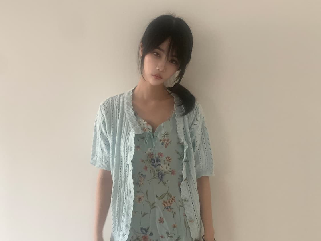 Gold button knit cardigan(mint) 상품이미지6