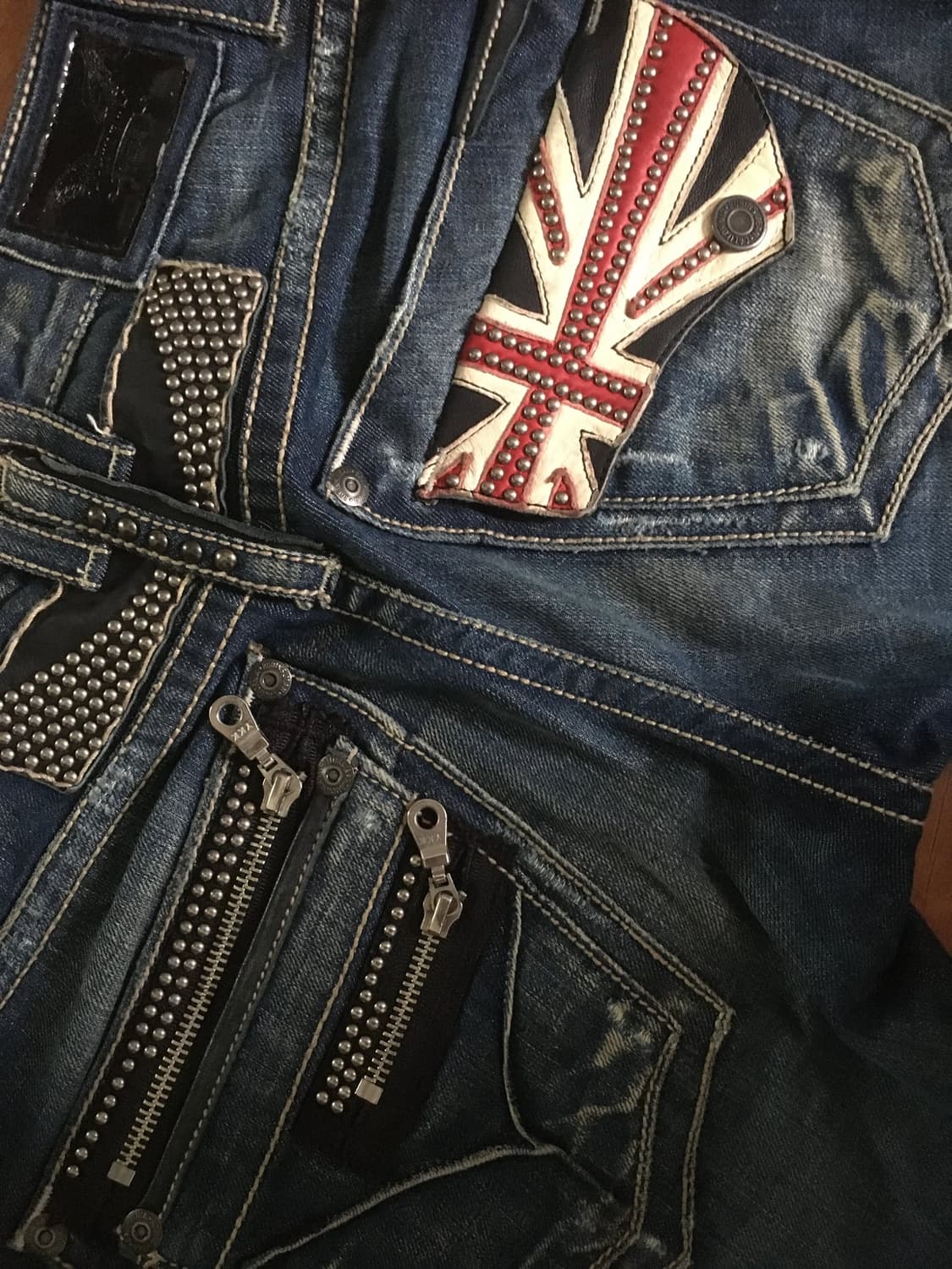 Robins Jeans 스터드 유니언잭 지퍼 데님 팬츠 상품이미지1