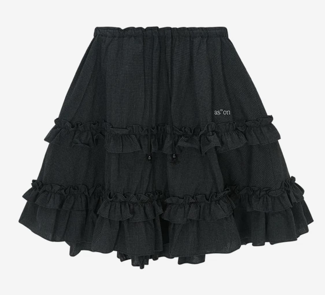 애즈온 CHECK KANGKANG MIDI SKIRT / BLACK 상품이미지1