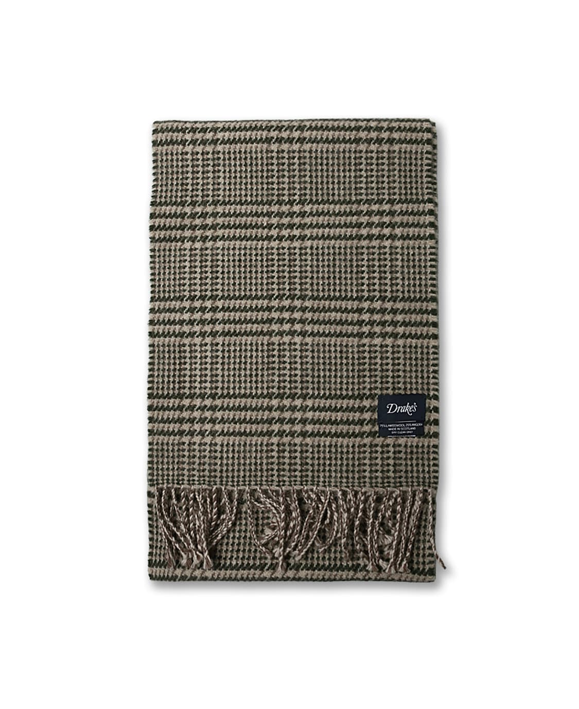 드레익스 [Drake's] 베이지 브라운 그린 빈티지 클래식 체크 머플러 상품이미지2