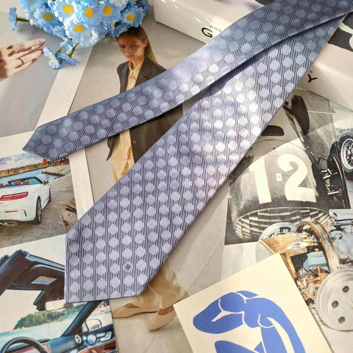 지방시 실크 블루 패턴 넥타이 8.5cm A+등급 A19487
 상품이미지4