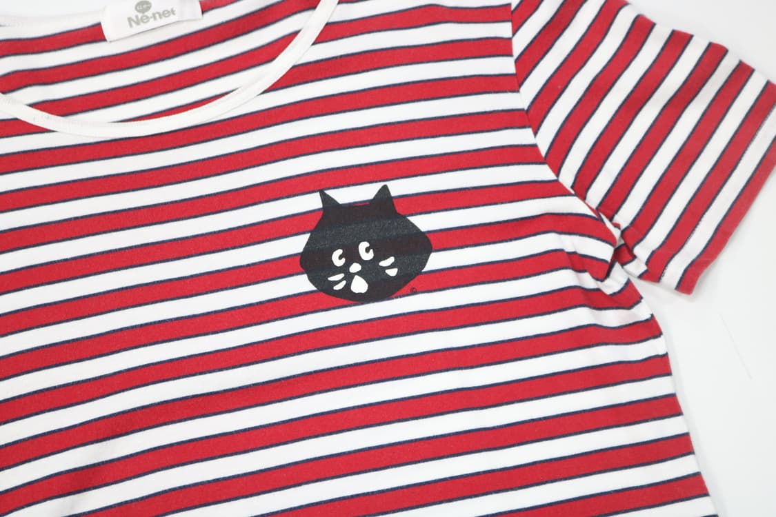 네넷 빈티지 냐 로고 레드 스트라이프 반팔티셔츠 상품이미지4