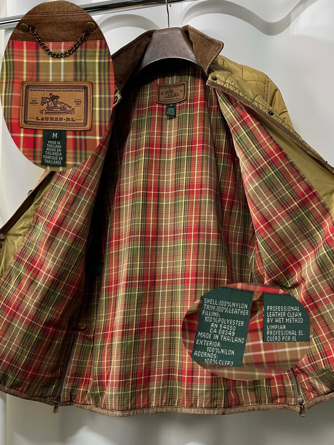 폴로 랄프로렌 스웨이드 플레이드 퀼팅 카코트 헌팅 자켓 상품이미지3