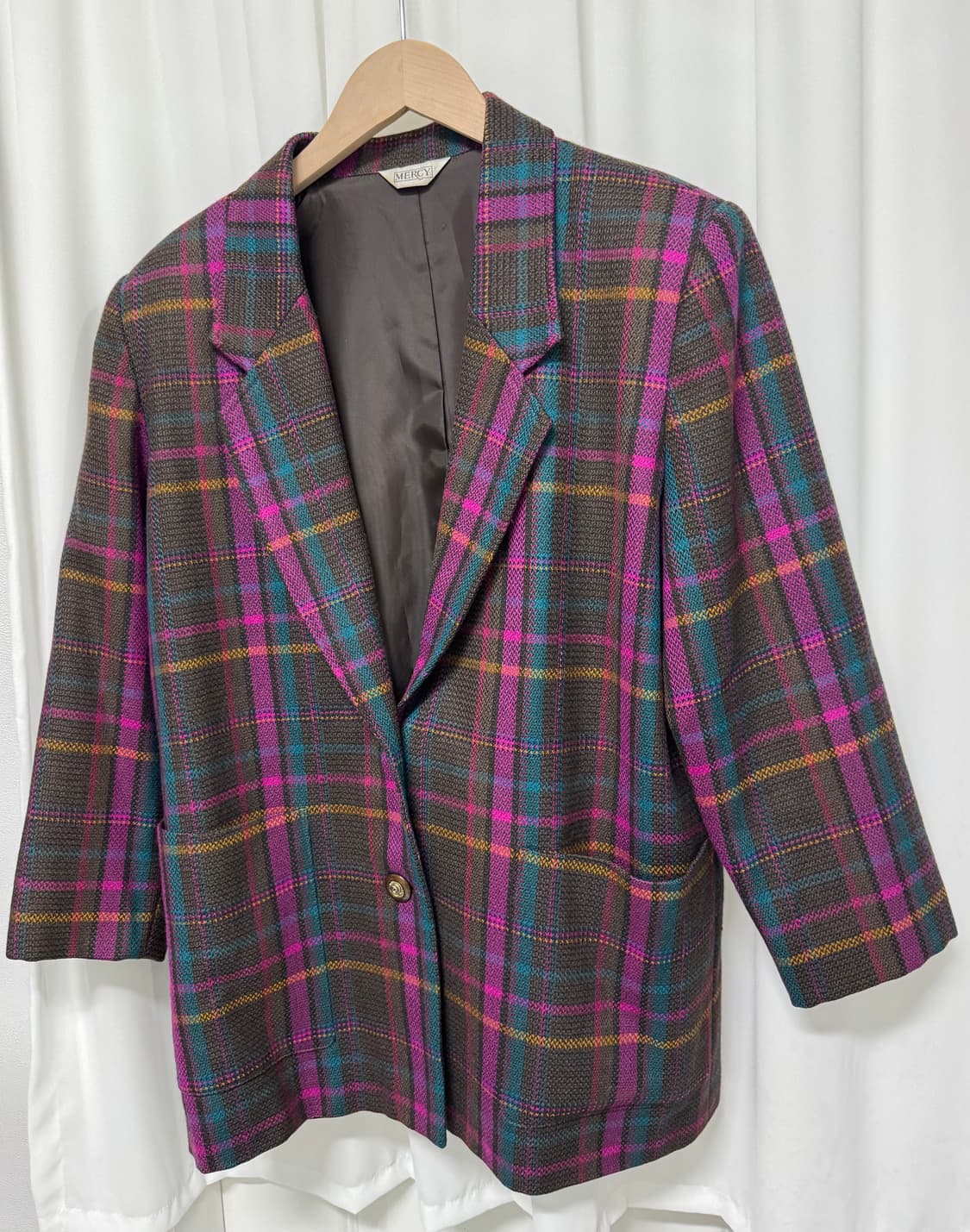 일본 빈티지 체크 블레이저 자켓 상품이미지3