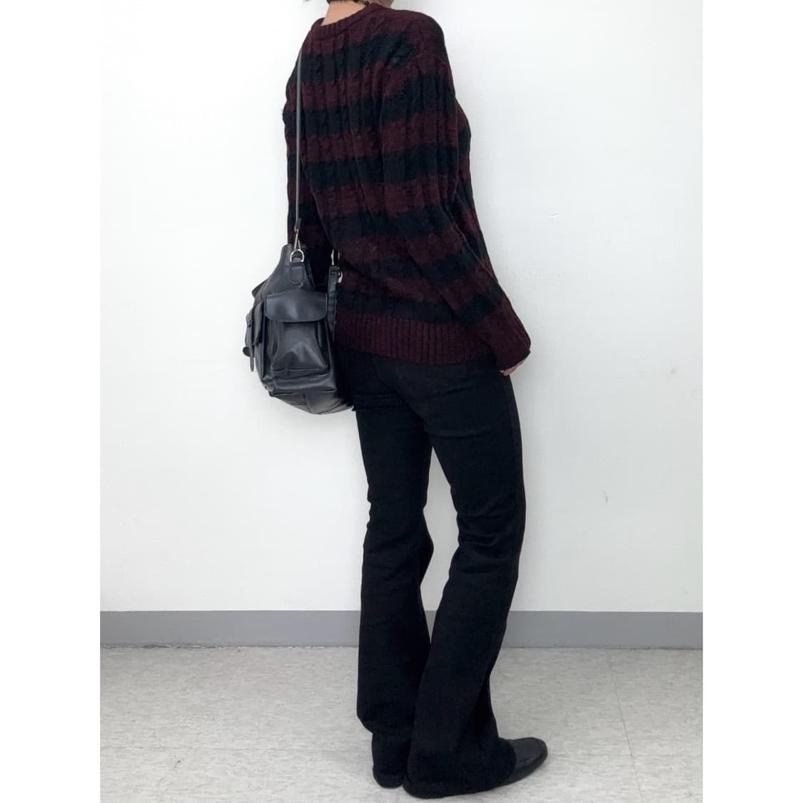 빈티지 락시크 스트라이프 버건디 니트 상품이미지4