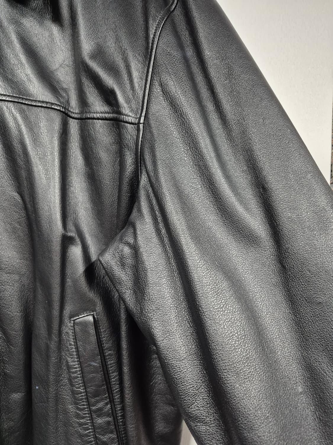 Wilson leather 오버핏 남성 소가죽 사첼 가죽자켓 상품이미지4