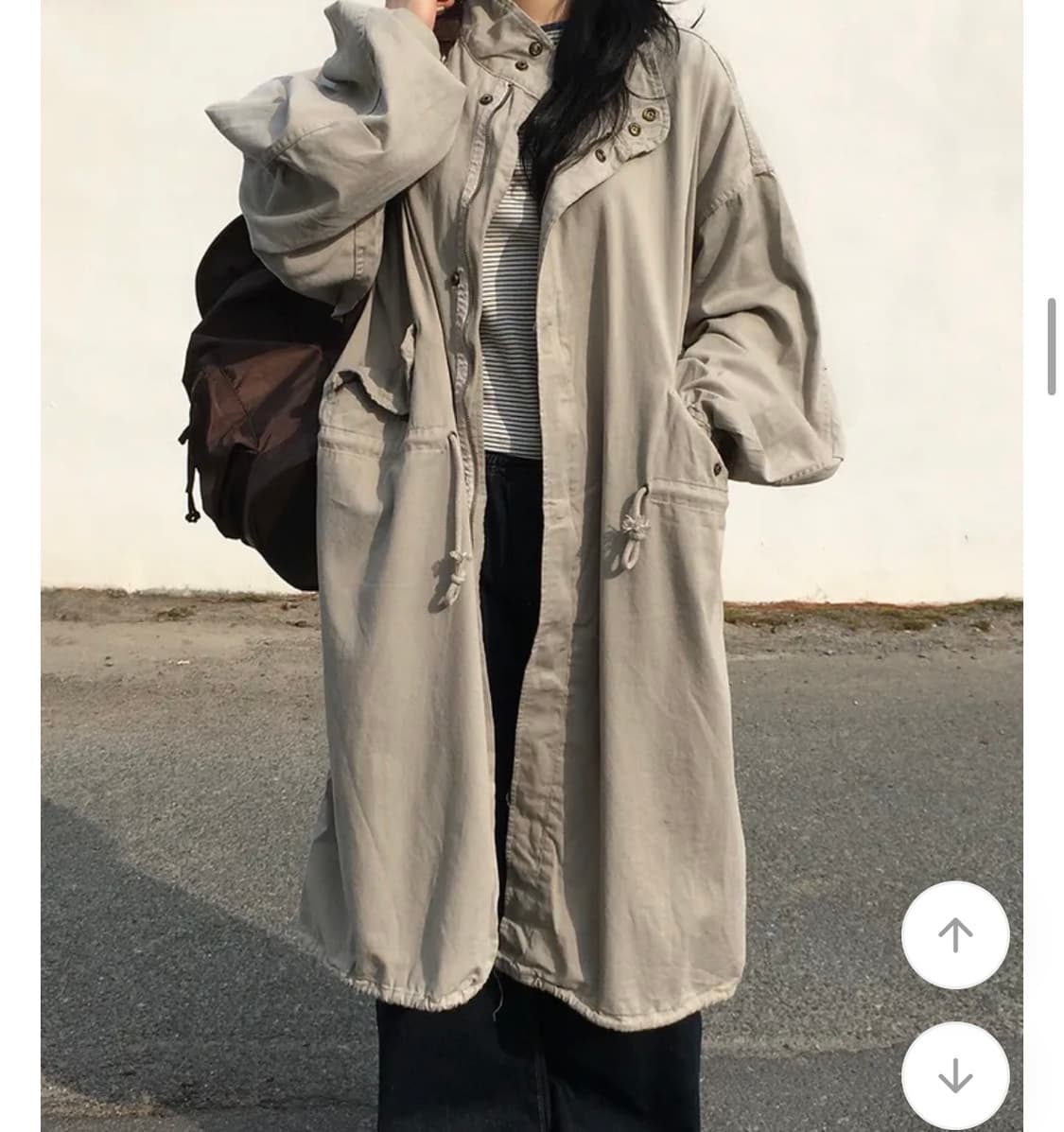 피쉬테일 롱 야상 점퍼 그레이색 상품이미지1