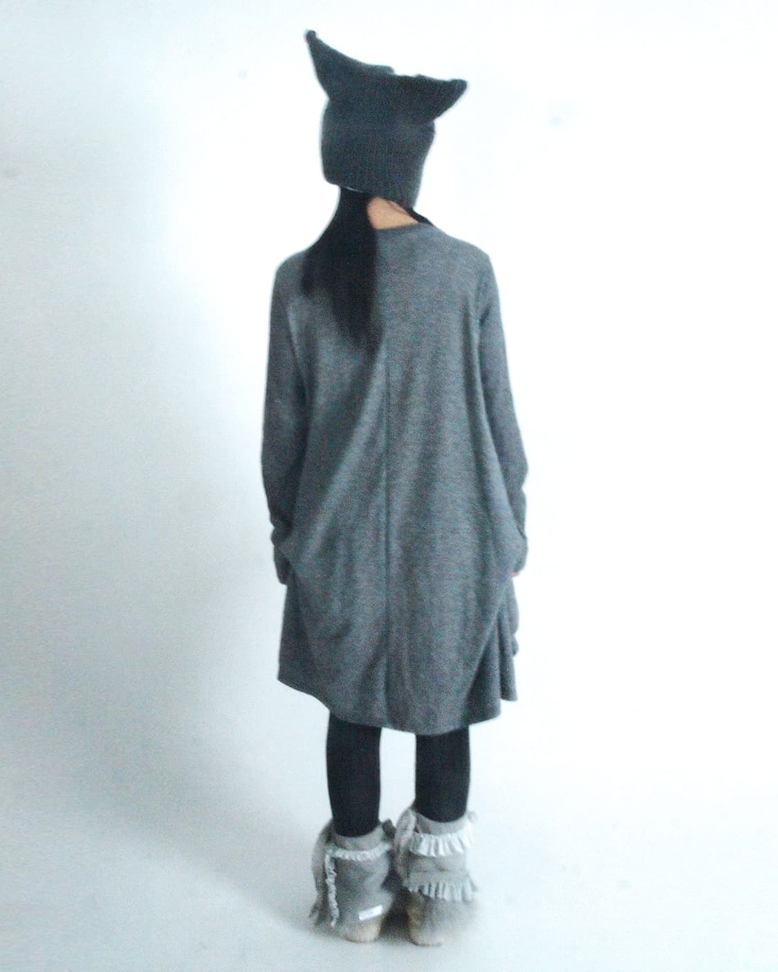 Custom🐾)Devil Cat-Ear grey knit binnie 상품이미지6