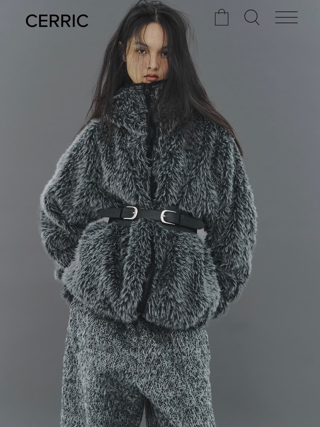 세릭 헤어리 바라클라바 집업 차콜 상품이미지5