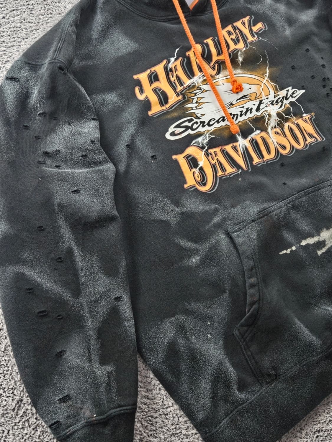 할리데이비슨 디스트레스드 다잉 커스텀 후드티 (2XL추정) / 10996 상품이미지6