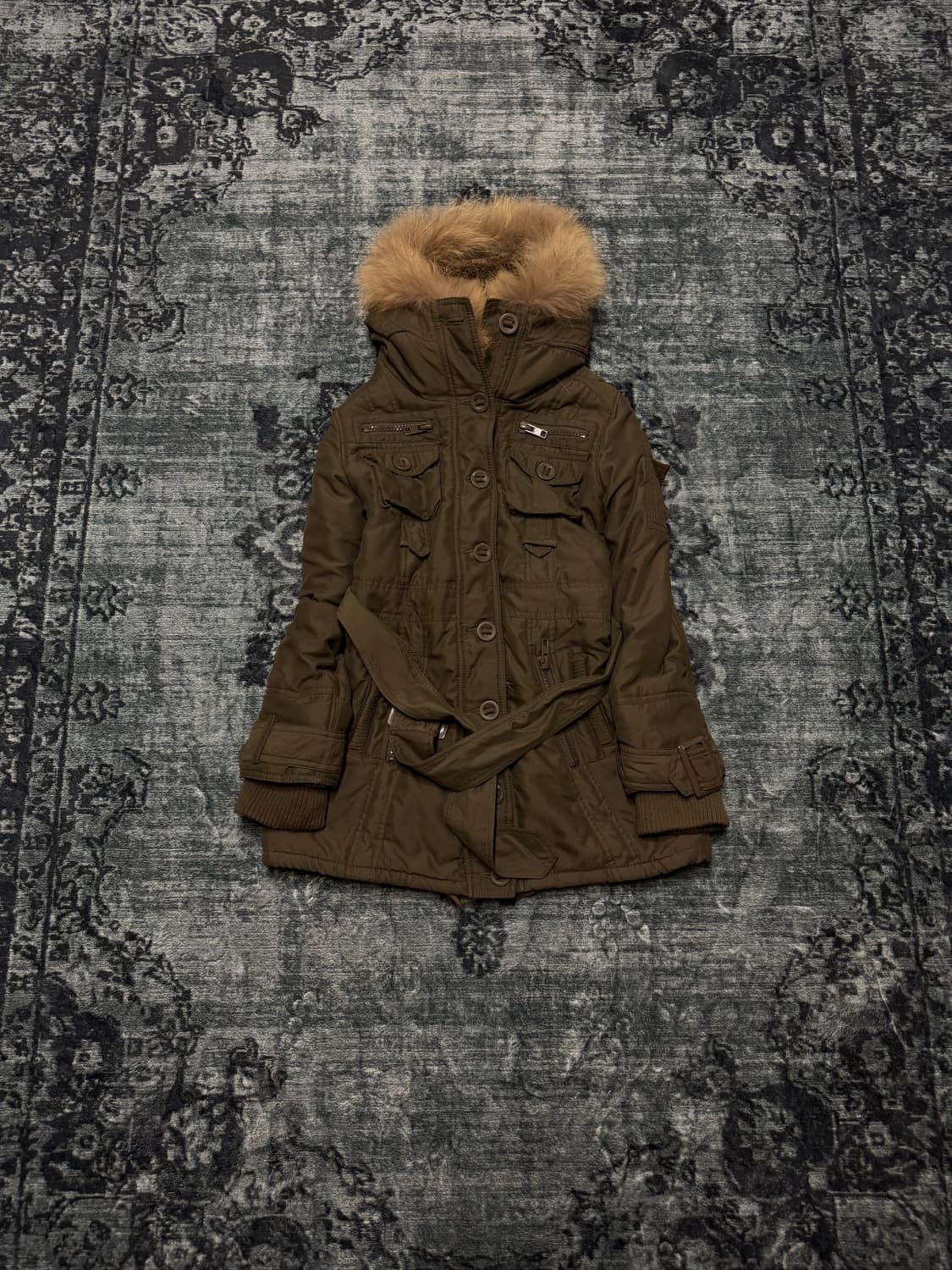 Unknown 00s racoon fur trimming military 상품이미지2