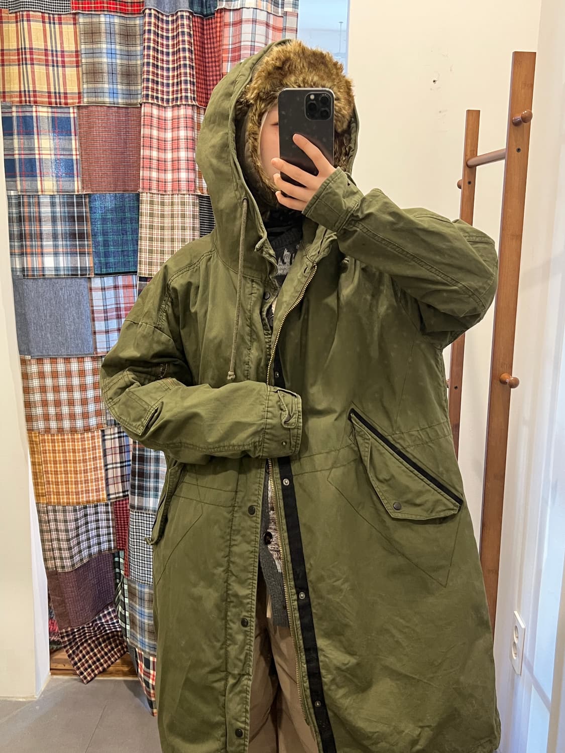 카키 롱 파카 상품이미지5