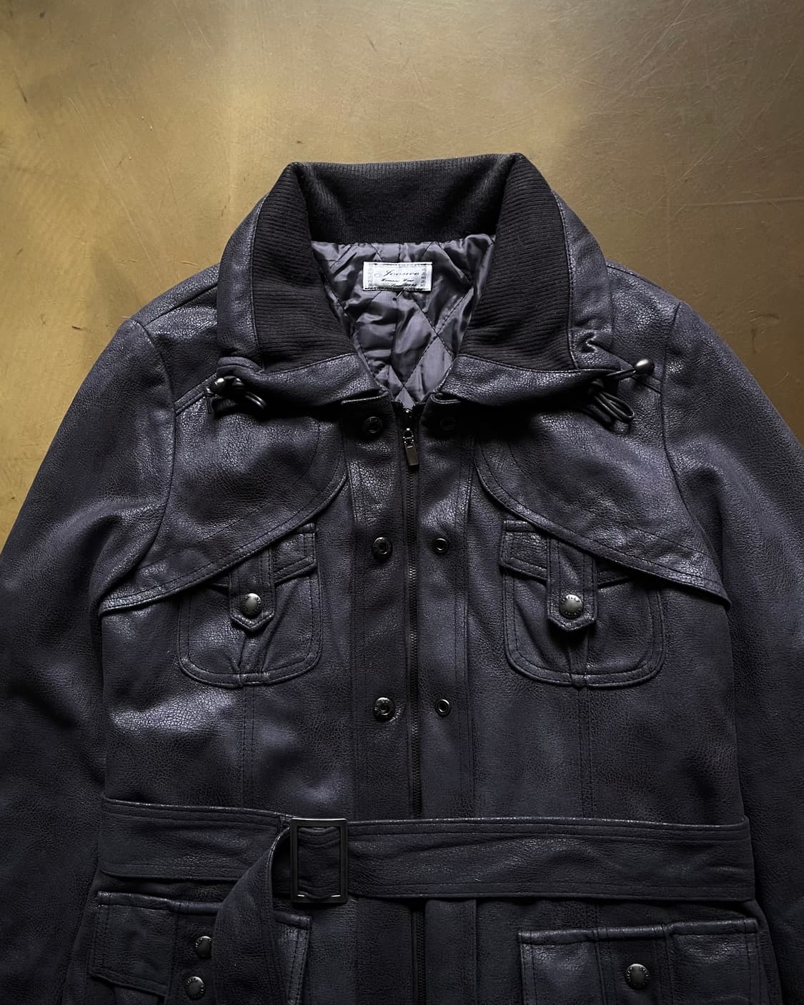 Vintage Gothic Faux Leather Belted Coat 상품이미지5