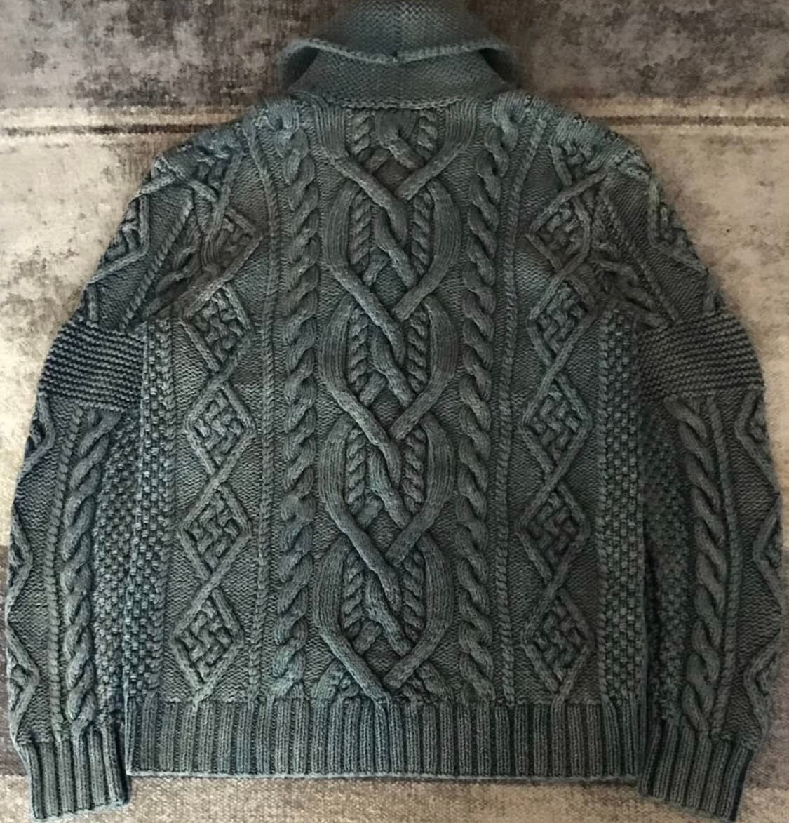 RRL 더블알엘 아란 핸드 니트 케이블 숄카라 숄칼라 가디건 스웨터 M 상품이미지4