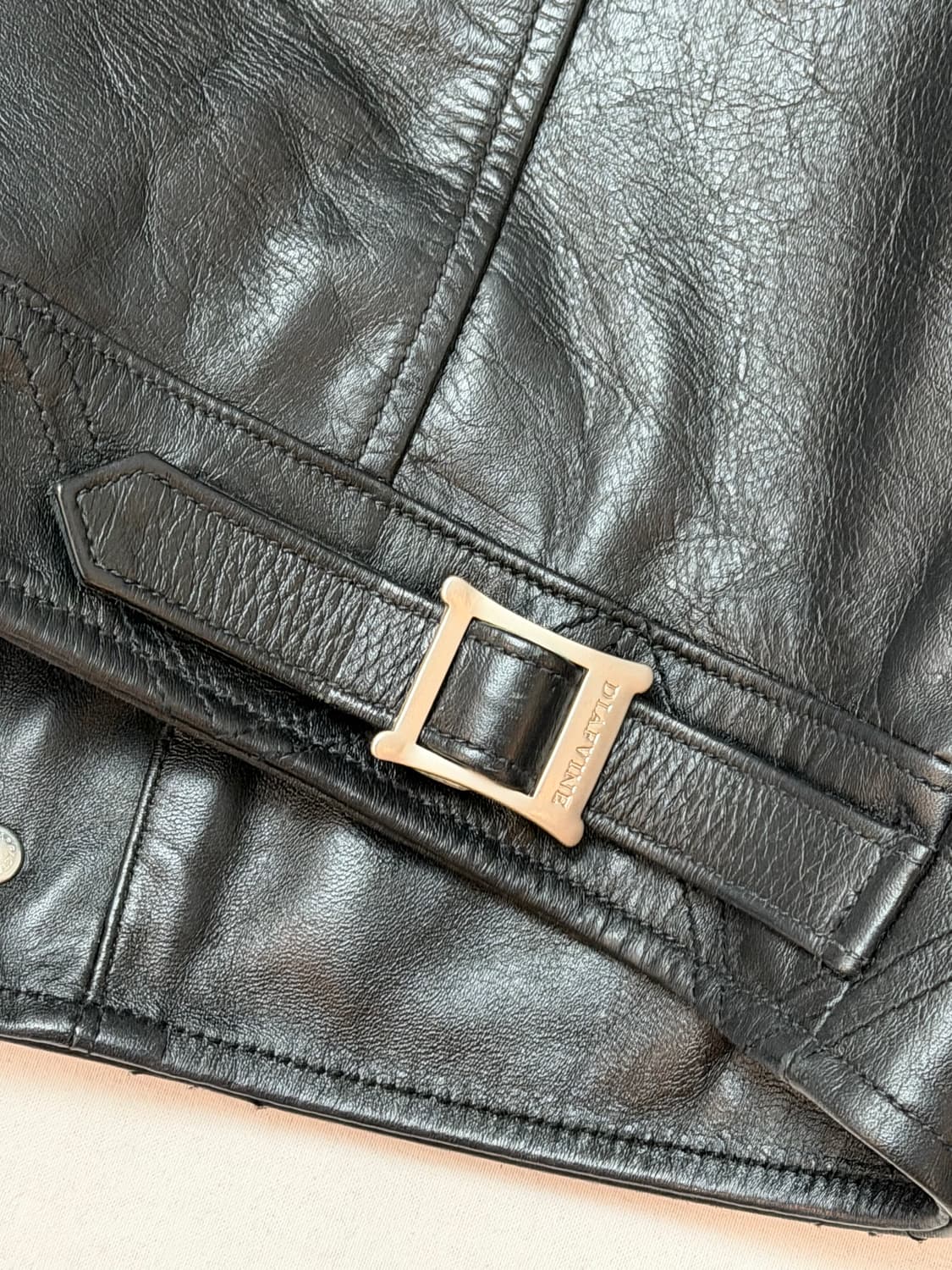 DIAFVINE 디아프바인 소가죽 더블라이더 가죽자켓 블랙 상품이미지5