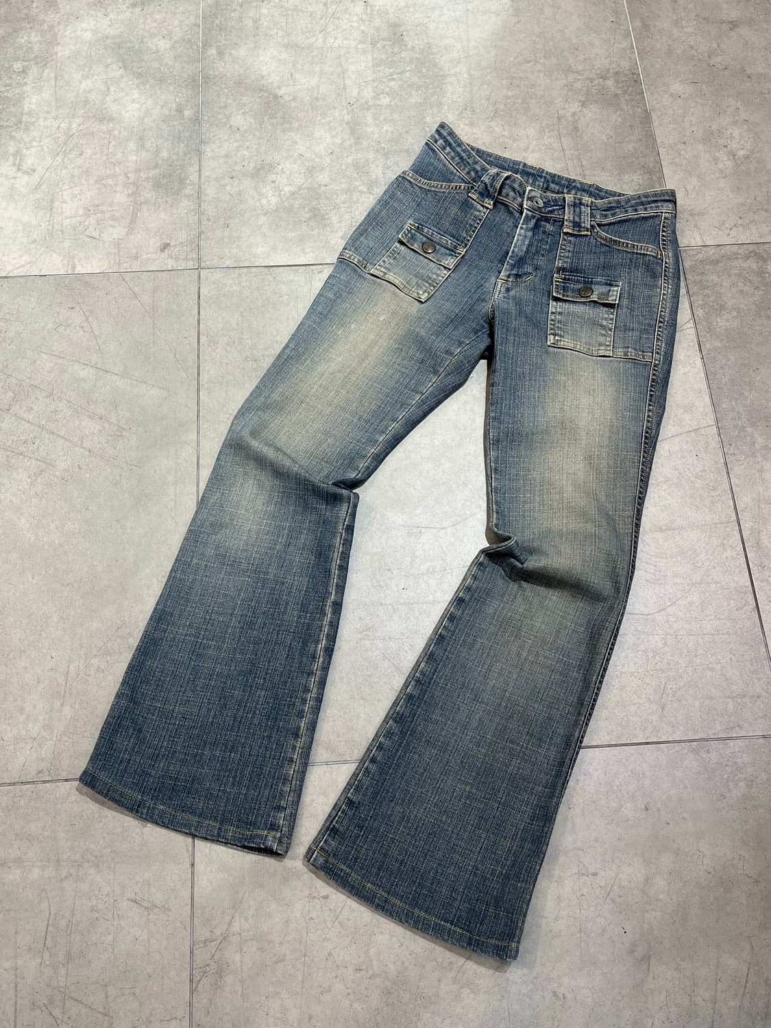 일본 빈티지 미니 카고 포켓 부츠컷 데님 팬츠 상품이미지2