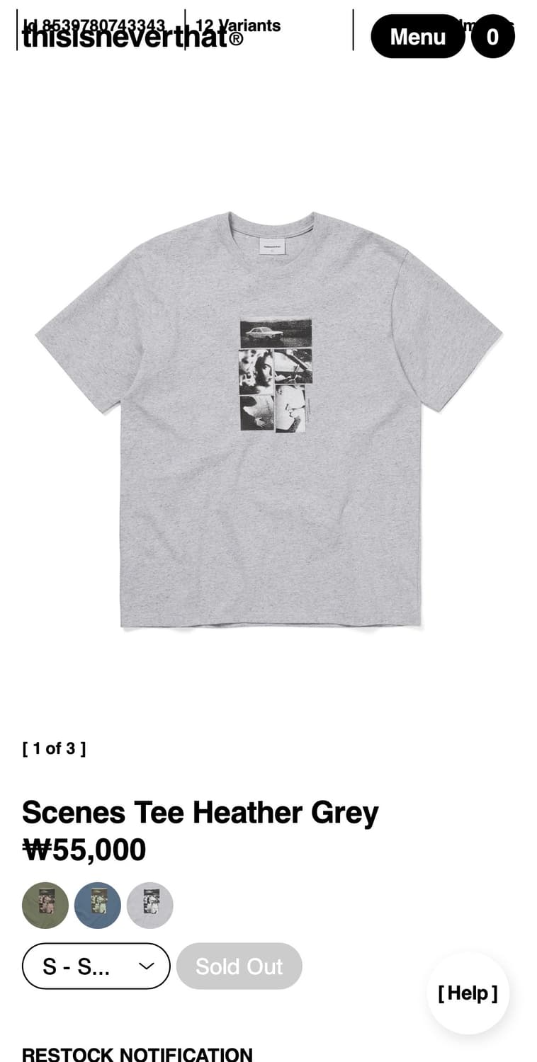 Scenes Tee Heather Grey s사이즈 상품이미지1