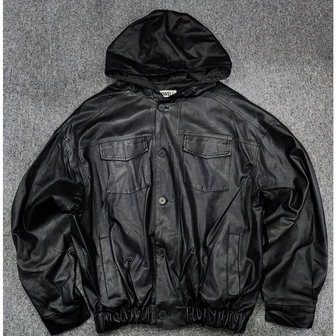 로웰 빈티지 비건 레더 오버핏 후드자켓 F 상품이미지1