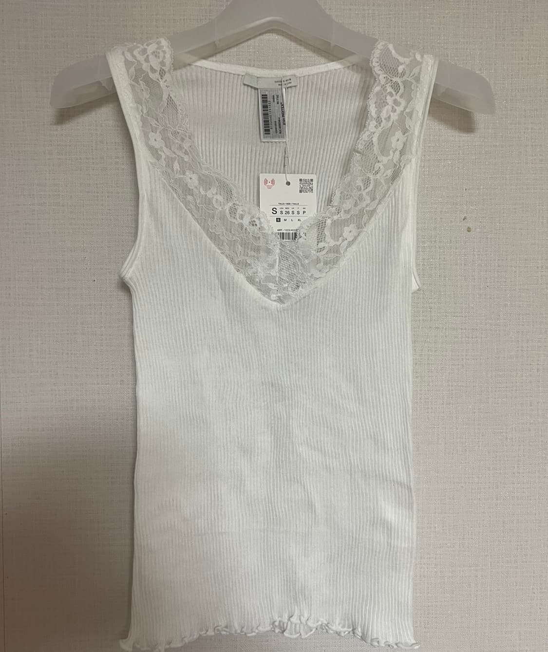 ZARA 자라 레이스 리브드 티셔츠, 자라 레이스 나시 상품이미지7