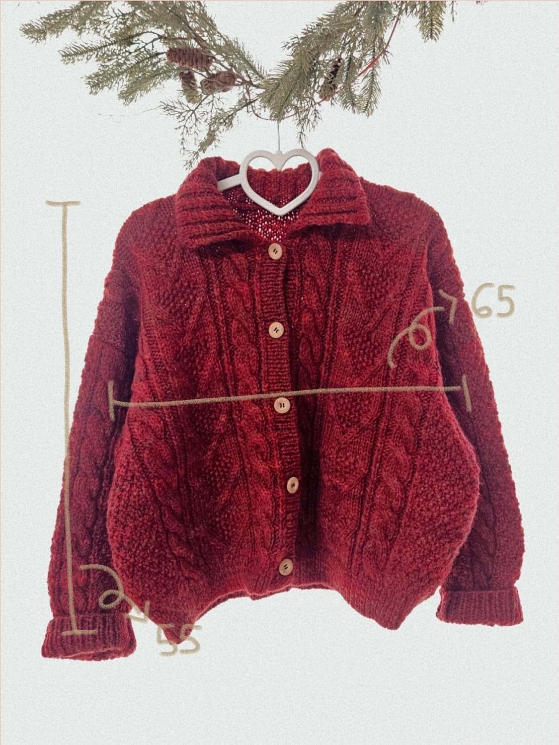 꽃소녀빈티지 크리스마스 레드 니트가디건 상품이미지5