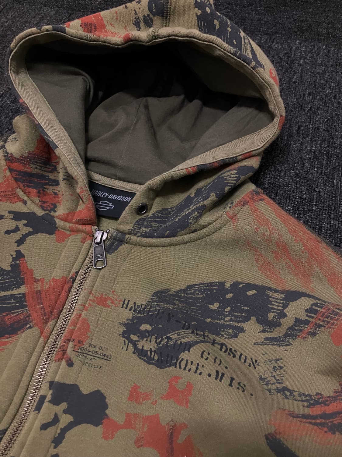 할리데이비슨 오일카모 후드집업 상품이미지1