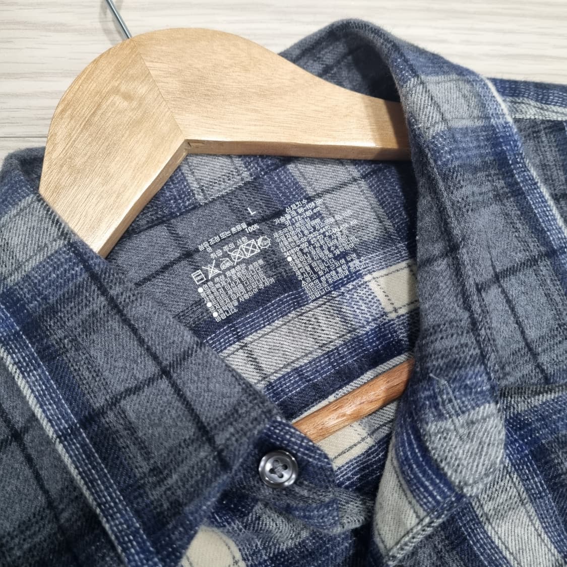 MUJI 무인양품 플란넬 체크셔츠 블루 L사이즈 상품이미지2