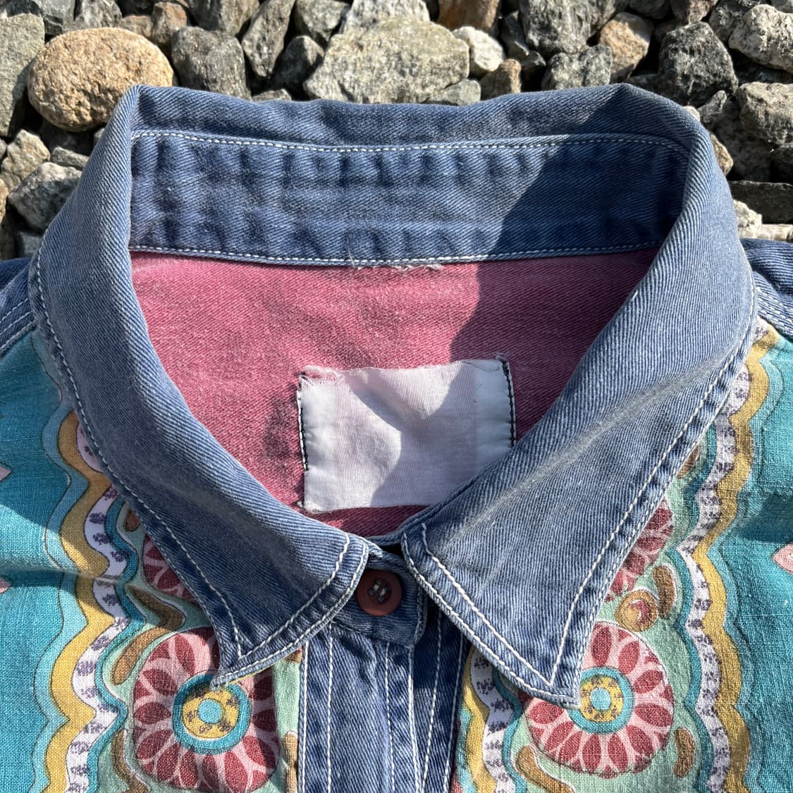 일본빈티지 배색 패턴셔츠 (실측확인) 공용!!  상품이미지2